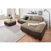 Ecksofa SIT & MORE "Bergamo L-Form" Sofas Gr. B/H/T: 267cm x 85cm x 177cm, Luxus-Microfaser ALTARA NUBUCK-Struktur, Recamiere beidseitig montierbar, keine Funktion, braun (dunkelbraun/cappuccino) wahlweise mit Bettfunktion, Bettkasten und Armteilfunktion