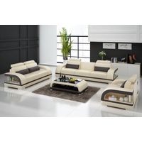 JVmoebel Sofa Designer Sofagarnitur Ledersofa Set 3+2+1 Garnitur Sofa Couch Neu beige|braun