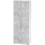 Hammerbacher Aktenschrank Serie 9, aus Holz, abschließbar, 80x215,4x42cm (B/H/T), beton/weiß