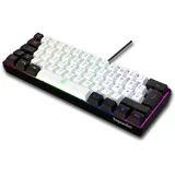 Snpurdiri 60% kabelgebundene Gaming Tastatur, Kompakte RGB beleuchtete Mini Tastatur mit mechanischem Gefühl, Leise Membran Tastatur, Tragbare Büro & Reise Tastatur(schwarz weiß Deutsches Alphabet)