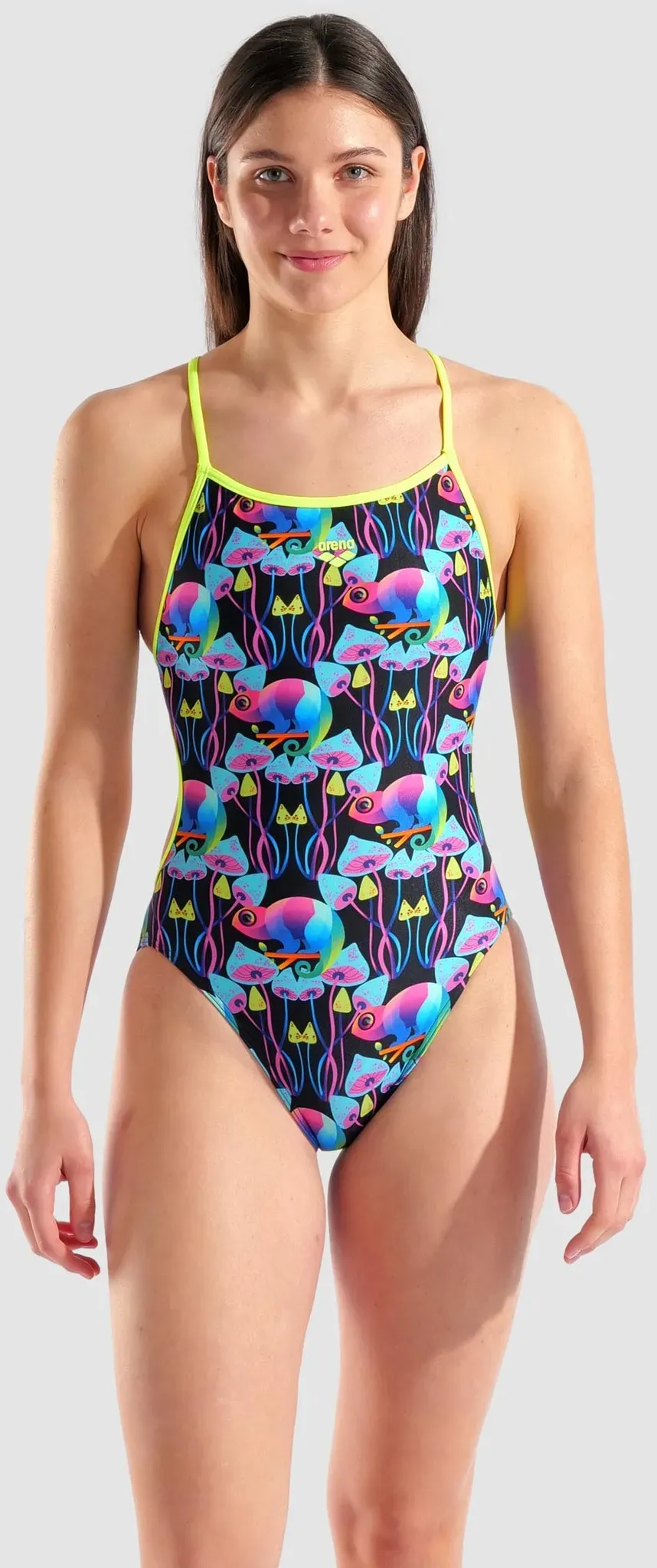 Badeanzug Damen arena Multi Chameleons - Multi Black-artic Lime - 38