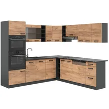 Vicco Winkelküche R-Line L-Form 237 cm Goldkraft Eiche/Anthrazit