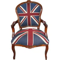 Casa Padrino Barock Salon Stuhl Union Jack / Mahagoni