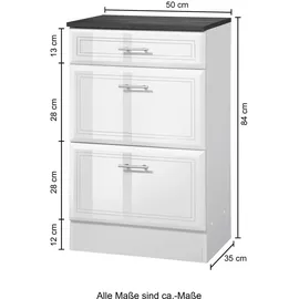 WELLTIME Unterschrank WELLTIME "Neapel", weiß, B:50cm H:84cm T:35cm, Holzwerkstoff, MDF, Schränke, Unterschrank, Breite 50 cm, mit Hochglanzfronten und eleganter Fräsung