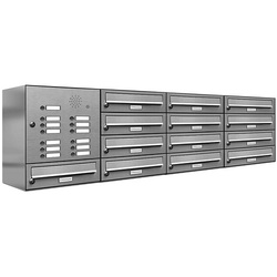 AL BRIEFKASTENSYSTEME Briefkasten »Premium«, (BxH): 153.2 x 46cm, Anzahl Schlitze: 13, Aufputzmontage - silberfarben