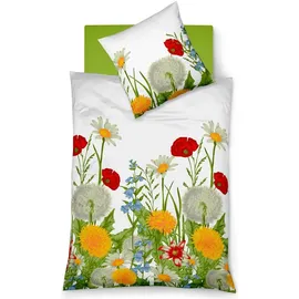 Traumschlaf Milano Wildblumenwiese Floral Weiß 135 x 200 cm + 80 x 80 cm