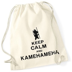 Autiga Turnbeutel Turnbeutel Keep Calm and Kamehameha Son Goku Dragonball Hipster Beutel Tasche beige