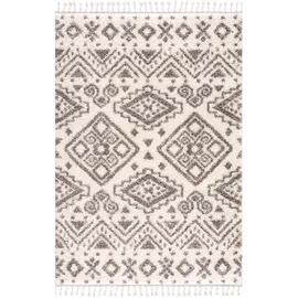 Carpet City Hochflor-Teppich CARPET CITY "Pulpy 541" Gr. 5, beige (creme), B:240cm H:30mm L:340cm, Kunstfaser, Teppiche, Fransenteppich, besonders weich, mit Fransen, Ethno Look