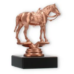 Pokal Kunststofffigur Westernreiten bronze auf schwarzem Marmorsockel 11,3cm