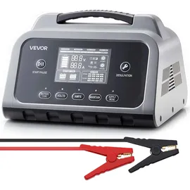 Vevor Autobatterieladegerät 25A Batterieladegerät 6V/12V/24V, Intelligentes Ladegerät für Blei-Säure & Lithium LiFePO4 Batterien, mit 7-Stufen-Ladung Reparaturmodus LCD-Display für Auto Motorrad Boot