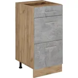 Vicco Küchenunterschrank R-Line, Beton, 40 cm mit Schubladen, ohne Arbeitsplatte