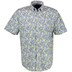 Kurzarmhemd LERROS "LERROS Herren Halbarmhemd, floral bedruckt", Herren, Gr. L, Normalgrößen, weiß, 100% Baumwolle, Kurzarm, Hemden