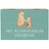 Mr. & Mrs. Panda Dekokiste 19 x 12 cm Tante Eisdielenmeisterin - Meeresbrise - Geschenk, humorvo (1 St), Hochwertiges Holzfaser blau