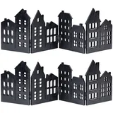 levandeo 2er Set Haus Silhouette Holz Schwarz Deko Häuser Aufsteller Klappbar Fensterdeko Tischdeko Winter Advent Deko Wohndeko