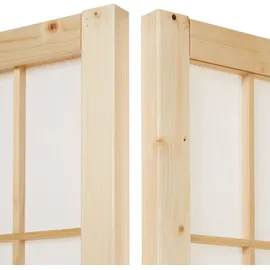 Homestyle4u Paravent Raumteiler 4 teilig Holz Natur Reispapier Weiß Höhe 175 cm
