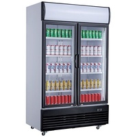 Mobiler Flaschenkühlschrank mit 2 Glastüren Getränkekühlschrank Kühlschrank Gastro 930 L +2/10°C ISO 45 mm