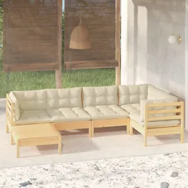 vidaXL Garten-Lounge-Set 6-tlg. creme Kiefer