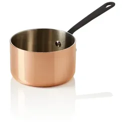 WAS Germany Mini Servierkasserolle MINI COPPER 3PLY mit schwarzem Griff, Ø 10 cm, 460 ml, Kupfer/Aluminium