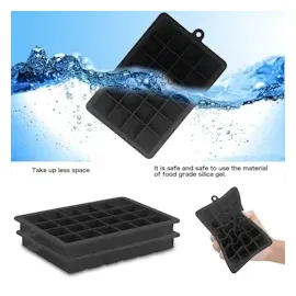 Intirilife 2x Eiswürfelformen in SCHWARZ - 2er Set à 24 Fächer Eiswürfel Silikonformen mit Deckel - 18 x 13 x 2.5