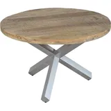 sam möbel gmbh SAM® Esszimmertisch rund 130 cm Mangoholz Natur Silber RUNIS