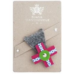 Anstecker Buntes Verdienstkreuz vonbox grau/pink, Designer Ilja Oelschlägel, 7.5x5.5x0.8 cm
