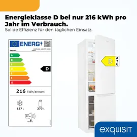 Exquisit KGC5400-130-NF-040D Kühl-Gefrierkombination (400 l, 1860 mm hoch, Weiß)