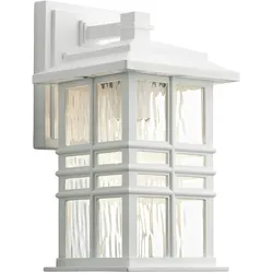 Licht-Erlebnisse Wandaußenleuchte LILARA Weiß Kunststoff-Epoxidharz-Verbund Ornamentglas IP44 LE57370