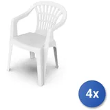 PROGARDEN 4x Sessel Monoblock Modell Lyra Von Farbe Weiß