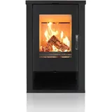 Verso - Holzofen Theia – 9 kW – Schwarze Seitenwände und zeitgenössisches Design – Energieklasse a