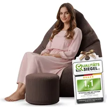 DreamRoots Sitzsack Cord Erwachsener Sitzsäcke Jugendlicher Teenager 80x80x120cm - Sitzsack mit Füllung, Hocker, Lehne und Bezug - Bean Bag Chair - Sitzkissen Boden