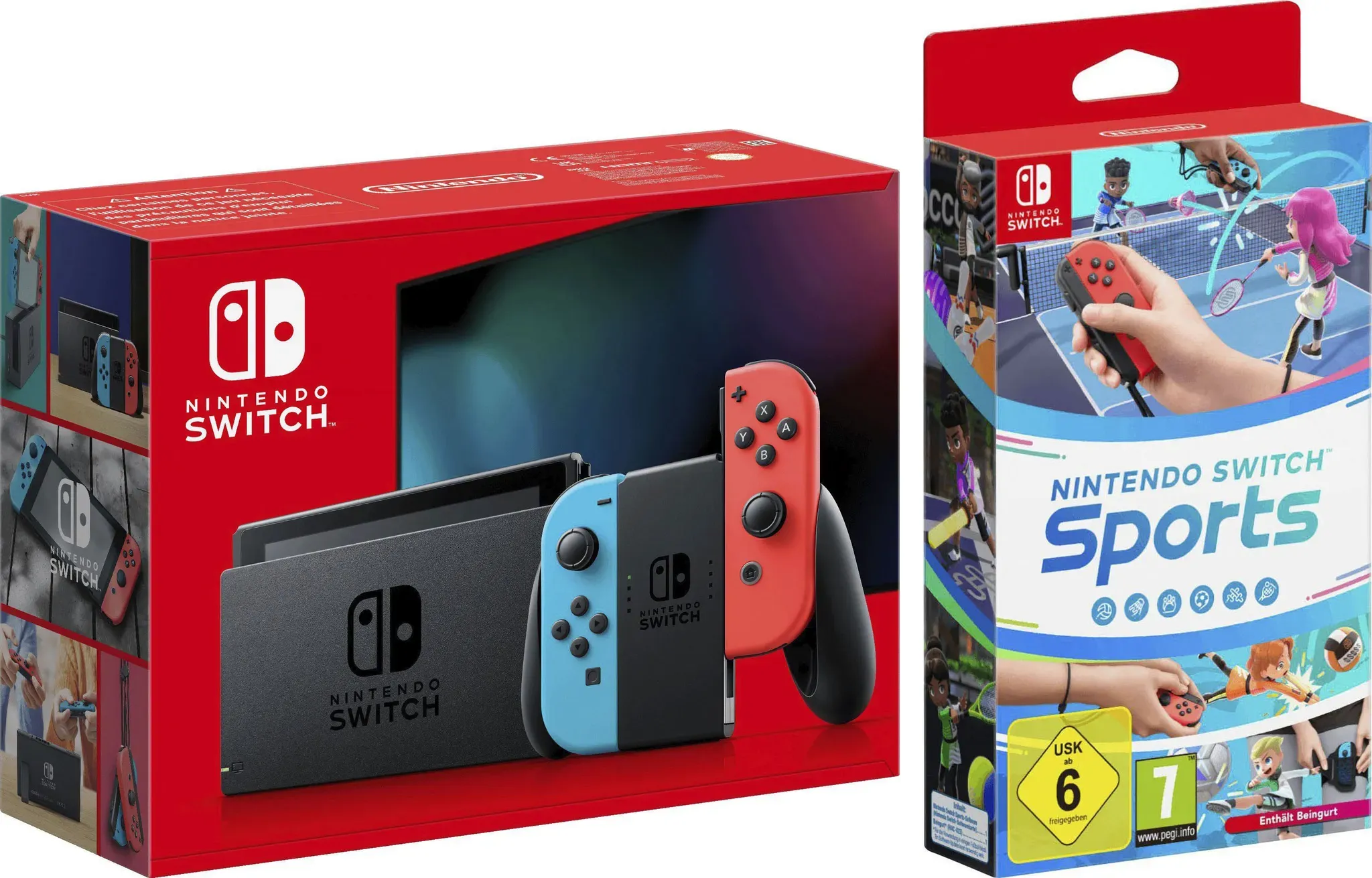 NINTENDO SWITCH Konsolen-Set, bunt (neonrot, neonblau), B:23,9cm H:10,2cm T:1,39cm, Spielekonsolen, inkl. Switch Sports