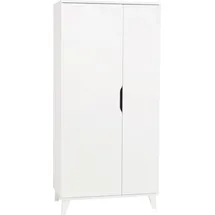 Home Affaire Kleiderschrank HOME AFFAIRE "MICHA, Kinderschrank, Füße aus Massivholz", weiß (kreideweiß), B:94,7cm H:198cm T:52,4cm, Schränke, Kleiderschrank, viel Stauraum durch extra viele Einlegeböden