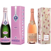 Pommery Brut Rose Champagner mit Geschenkverpackung (1 x 0,75 l) & Heidsieck & Co. Monopole Rosé Top Brut Champagner mit Geschenkverpackung, 750ml (1er Pack)