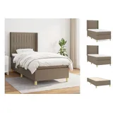 vidaXL Boxspringbett mit Matratze Taupe 100x200 cm Stoff