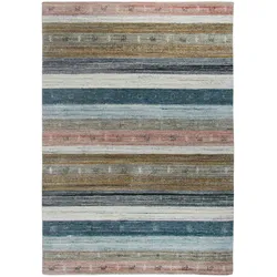 Wollteppich THEKO "Nebraska 2498", bunt, B:70cm H:10mm L:140cm, Wolle, Teppiche, Handweb Teppich, reine Wolle, Gabbeh-Design, gestreift, Wohnzimmer