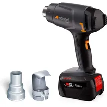 Steinel Akku Heißluftpistole MH 1 Heißluftgebläse mit 4.0 Ah Bosch PFA Akku Heißluftfön kabellos, 2 Temperaturstufen 300°/450°C