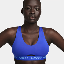 Nike Pro Indy Plunge gepolsterter Sport-BH mit mittlerem Halt für Damen - Blau, M