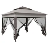 Outsunny Pavillon mit Tragetasche und Insektenschutz grau 325L x 325B x 270H cm