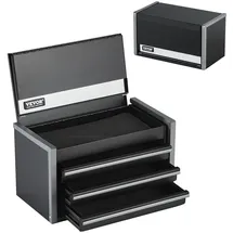 Vevor Werkzeugkasten 218,4x118x120 mm, Werkzeugkiste mit 3 Schubladen, Werkzeugkoffer mit EVA-Einlagen und PP-Fußpolstern, robuster Stahl mit Kugellageröffnung und Pulverbeschichtung, schwarz