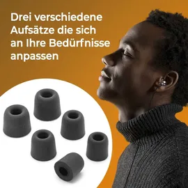 mobilefox In-Ear Kopfhörer Headset Magnet Sport Design Memory Foam Ohrhörer Mikrofon Grau