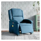 vidaXL Massagesessel 144,5 x 82 x 0 cm Blau Samt elektrisch mit Liegefunktion
