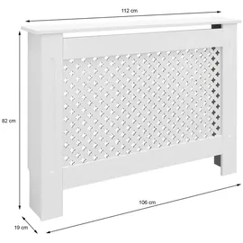 ECD Germany Heizkörperverkleidung Wabenmuster 112x19x82 cm Weiß