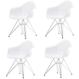 Vitra - Aktionsset Eames Plastic Armchair DAR, verchromt / weiß (Filzgleiter basic dark) (4er-Set)