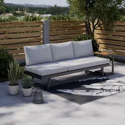 Gartenliege Loan Grau Holz/Metall/Textil inkl. Tisch