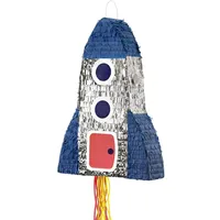 Partydeco Piñata Rakete 69,5 cm x 45,5 cm x 14 cm Silber/Blau