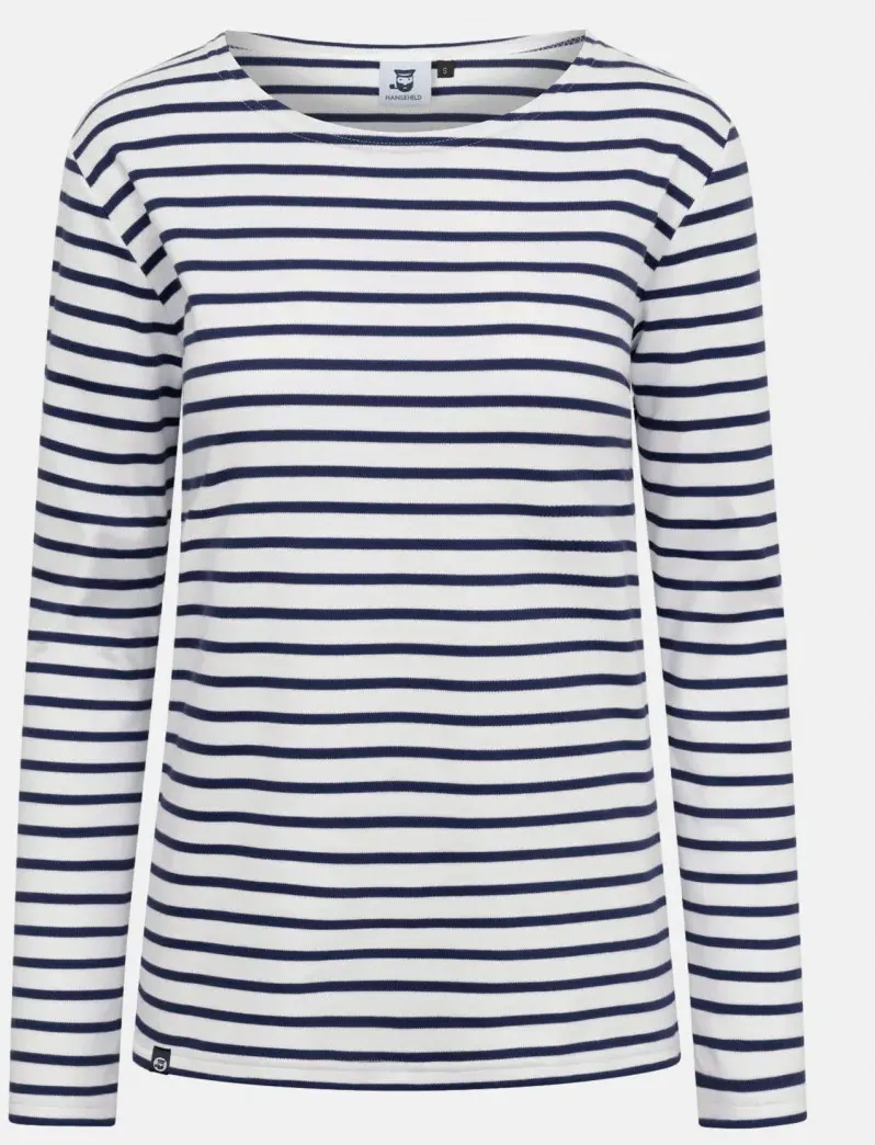 Hanseheld Streifenshirt Damen Natur-Marine Langarm Weiß Blau GOTS Organic