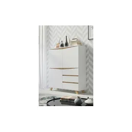 byLIVING Highboard Valentin 120 x 137 x 38 cm Weiß/Braun