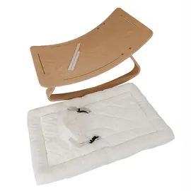 Lemodo Babywippe Holz natur mit 5 cm starker, abnehmbarer Baumwollauflage