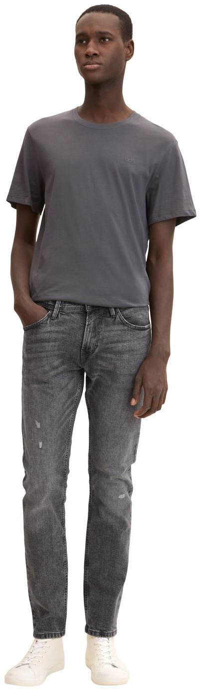 Tom Tailor Denim Herren Jeans Piers Slim Fit Destroyed Mid Grau 10223 Tiefer Bund Reißverschluss W 32 L 36