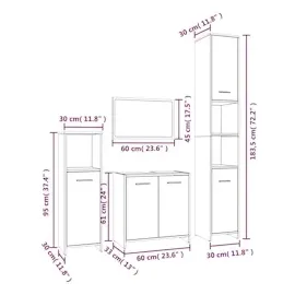 vidaXL Badmöbel-Set 4-tlg. Räuchereiche